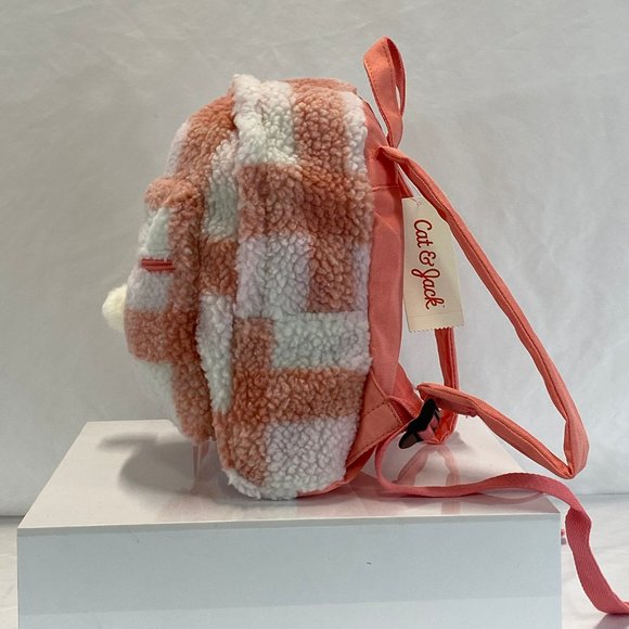 Cat & Jack Pink Plaid Sherpa Mini Backpack - Picture 5 of 5